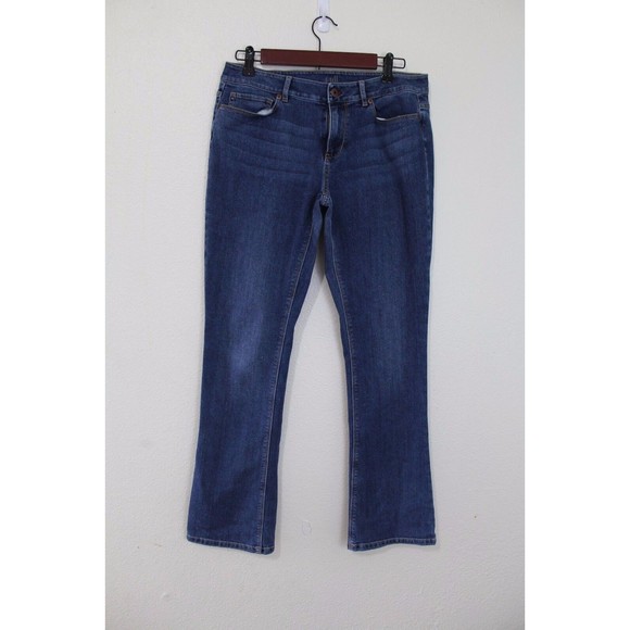 J JILL medium washed Blue Stretch Denim Authentic Fit Slim Boot Cut Jeans size 6 - Picture 1 of 12